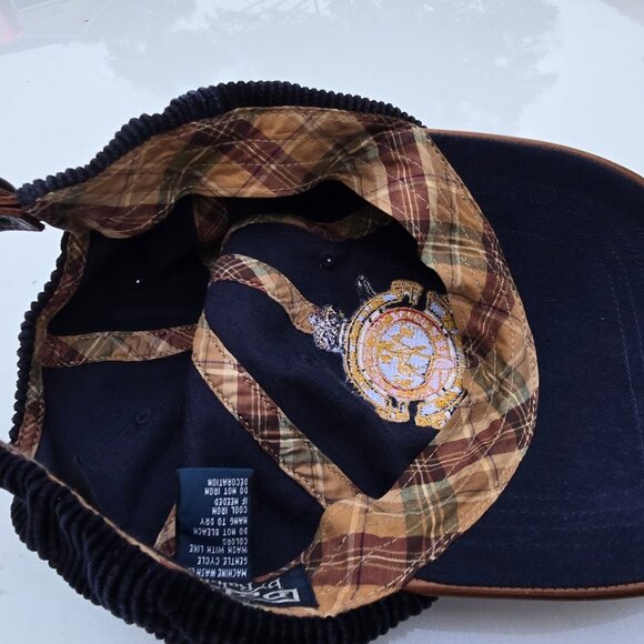 Ralph Lauren Polo Hat  Vintage Corduroy Hat Cap Leather Bill Strap Equestrian - Picture 4 of 13
